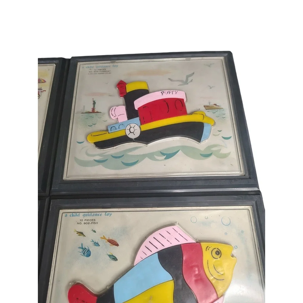 Magnetic Puzzle Set 1962 Child Guidance Toy Animals‎ Boat Lion Monkey Fish